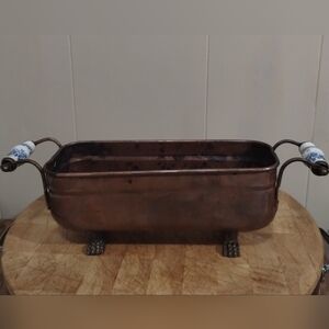 Vintage Copper Planter with Brass Claw Feet